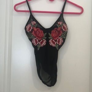 Mesh rose petal bodysuit